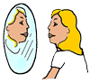 Thoughtful Woman Looking at Reflection Clipart