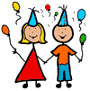 Holding Hands with Balloons Clipart