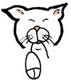 Cat Holding 'Tail' of Computer Mouse Clipart