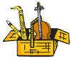 Box of Musical Instruments Clipart