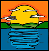 Sunset on Lake Clipart