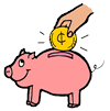 Money Entering Piggy Bank