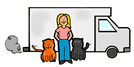 Moving Van, Female with Cats Clipart