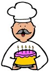 Chef Carrying Birthday Cake Clipart