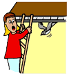 Bird Flying From Under Roof Clipart