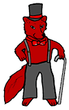 Classy Red Fox Holding Cane