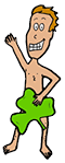 Naked Man Waving Holding Clover