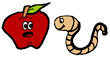 Worm Looking at Scared Apple
