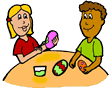 Kids Painting Easter Eggs Clipart