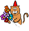 Cat Holding Bouquet of Flowers Clipart