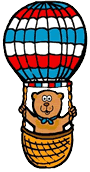 Bear Riding in Striped Balloon