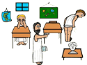 Greek Student 'Mooning' Teacher Clipart