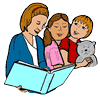 Woman Reading to Children