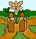 Barbarians Looking at Sign Clipart
