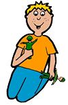 Boy Playing with G.I. Joes Clipart