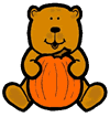 Stuffed Bear Holding Pumpkin Clipart