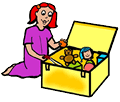 Girl Looking in Toy Box Clipart