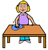 Girl Wipping Down Table Clipart