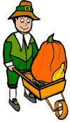 Pilgrim Hauling Pumpkin Clipart