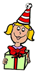 Birthday Girl with Present Clipart