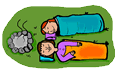 Sleeping in Sleeping Bag Beside Campfire