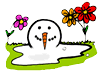 Snowman Spring Flowers Clipart