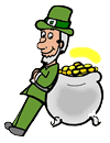 Leprechaun Leaning Against Pot of Gold