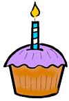 Cupcake with Candle Clipart