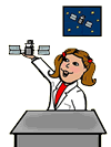 Girl in Lab Coat Holding Up Model Clipart