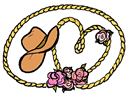 Cowboy Hat, Rope & Roses Clipart