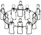 Monks in a Circle Clipart