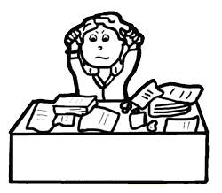 Frustrated Woman with Messy Desk