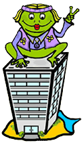 Hippy Frog on Top of Building