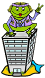 Hippy Frog Sitting on Building