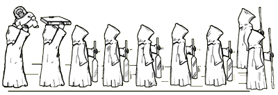 Monks Walking in a Line