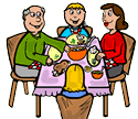 Family Eating Dinner Clipart