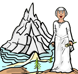 Female in Front of Large Mountain