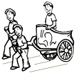 Men Pulling Chariot Clipart