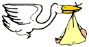 Stork Carrying Baby Clipart