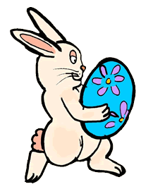 Bunny Running with Colored Egg