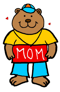 Bear Holding 'Mom' Sign
