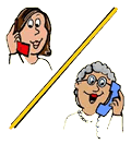 Women Talking on Telephone to Grandma Clipart