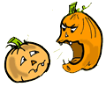 Angry Pumpkin Yelling at Smaller Pumpkin
