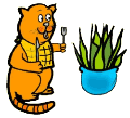 Hungry Cat Ready to Eat Houseplant Clip Art