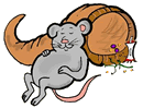 Mouse Sleeping on Empty Cornucopia Clipart