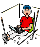 Golfer Typing on Lap-Top