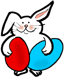 Bunny Holding Colored Eggs