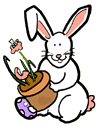 Bunny Holding Flower Pot with Tulips Clipart