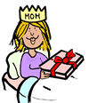 Mom in Bed Holding Present