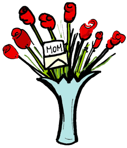 Mom Card with Roses in Vase